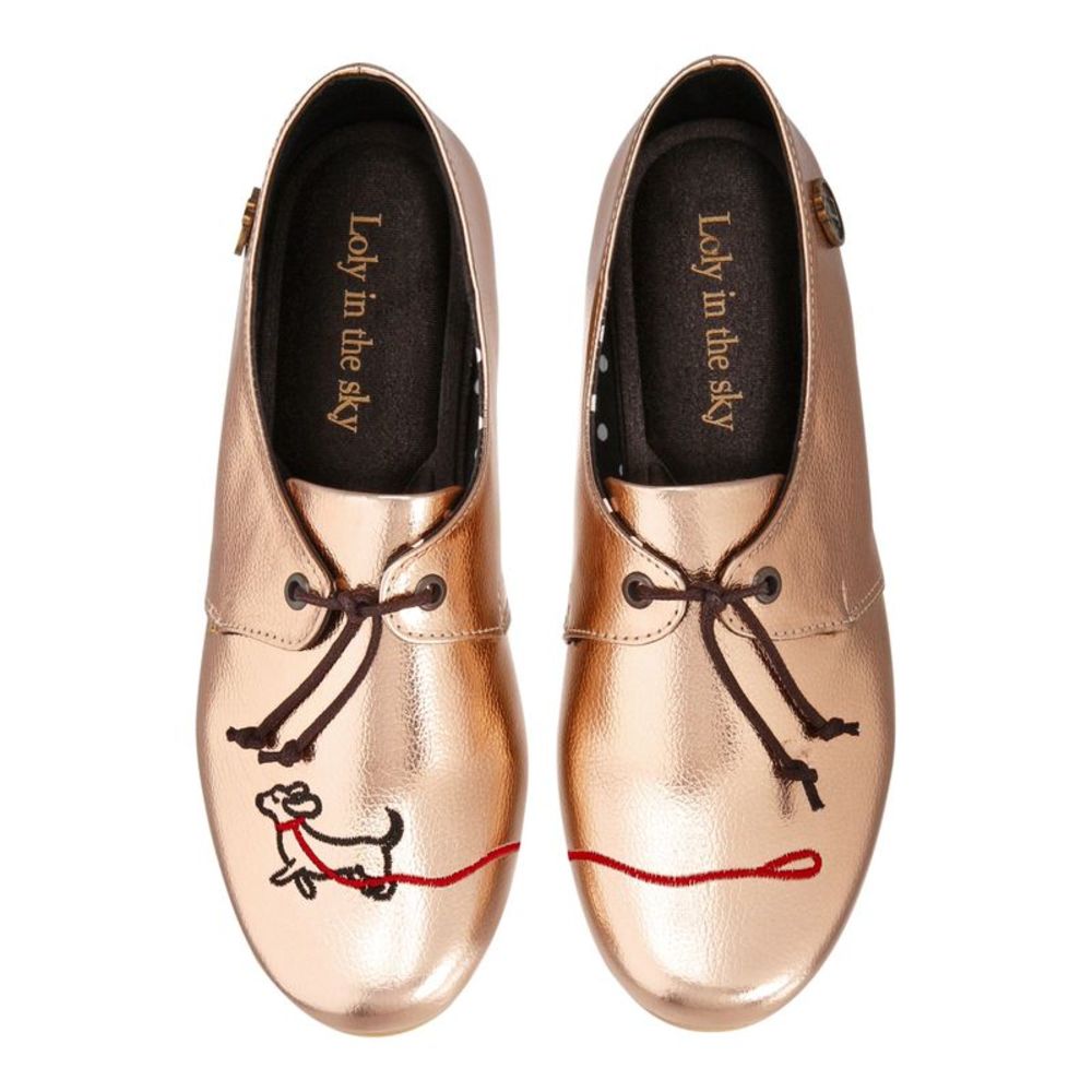 LOLY IN THE SKY Womens Copper Gold Pebble With Brenda Round Toe Loafers 8.5